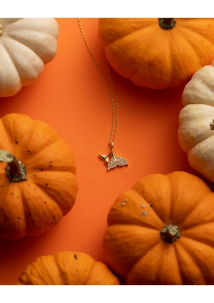 925 Ayar Gümüş Altın Renkli Balina Kuyruğu Kolye | Silveria Jewels fırsatları