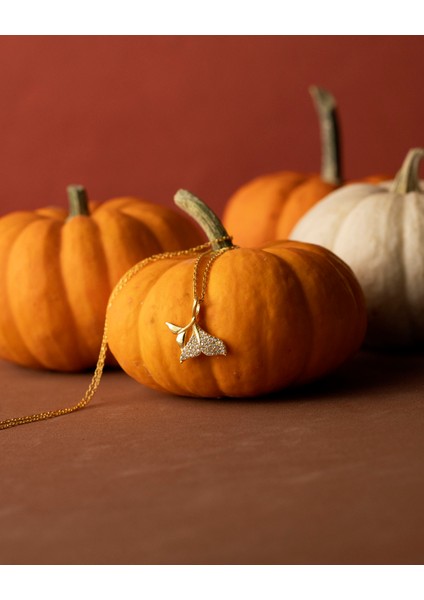 925 Ayar Gümüş Altın Renkli Balina Kuyruğu Kolye | Silveria Jewels