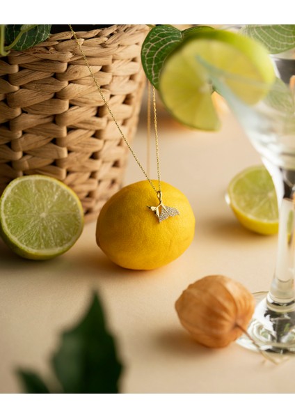 925 Ayar Gümüş Altın Renkli Balina Kuyruğu Kolye | Silveria Jewels