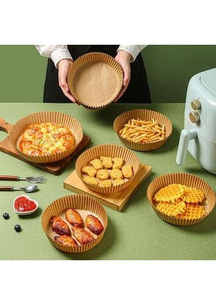 100 Adet Air Fryer Pişirme Kağıdı Tek Kullanımlık Yağlı Kağıdı Yuvarlak Tabak Model (5314) fiyatları
