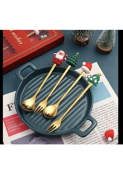 6'lı Noel Yılbaşı Kaşık Çatal Seti modelleri