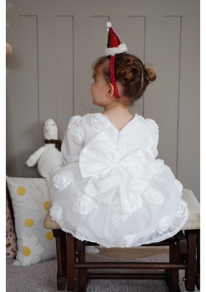 Kız Bebek Elbise Uzun Kollu Fiyonklu Güllü Doğum Günü Parti Düğün Özel Gün Abiye Kız Çocuk Elbise ALY1021 indirimleri