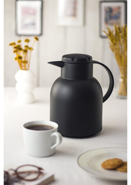 1 Lt Isı Yalıtımlı Çay ve Soğuk Su Termosu Siyah (12 Saat Sıcak Tutar& Içi Camdır) fiyatları