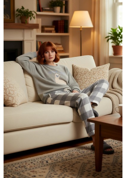 Kadın Wellsoft Lama Baskılı Pijama Takımı Fonksiyonel Dayanıklı Kaliteli Konforlu Estetik Şık