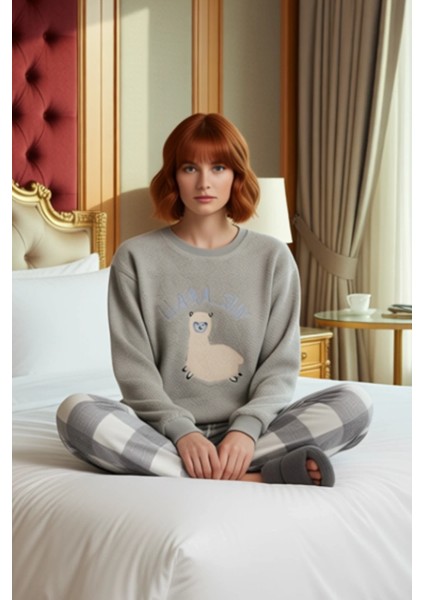 Kadın Wellsoft Lama Baskılı Pijama Takımı Fonksiyonel Dayanıklı Kaliteli Konforlu Estetik Şık modelleri