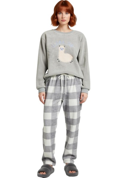 Kadın Wellsoft Lama Baskılı Pijama Takımı Fonksiyonel Dayanıklı Kaliteli Konforlu Estetik Şık fırsatları
