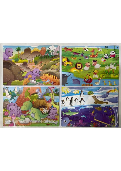 Çocuklar Için Eğitici ve Öğretici Yapboz Puzzle 4 Adet Toplam 128 Parça Renkli