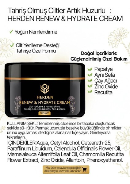 Renew&hydrate Cream Tahriş Olmuş Ciltler Için Yardımcı 100 Mg