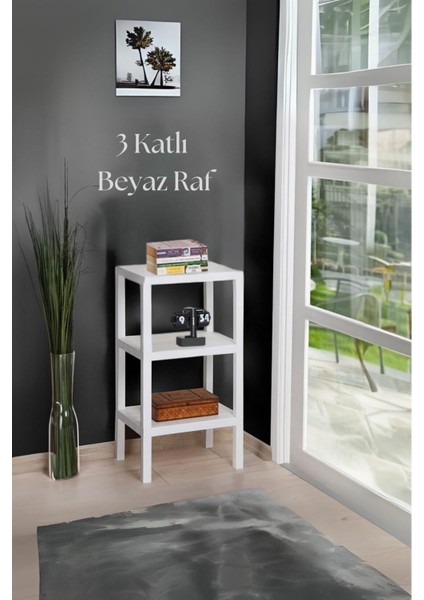 3 Katlı Beyaz Raf Kitaplık & Banyo Düzenleyicisi 73,5 CM-BRNS0048