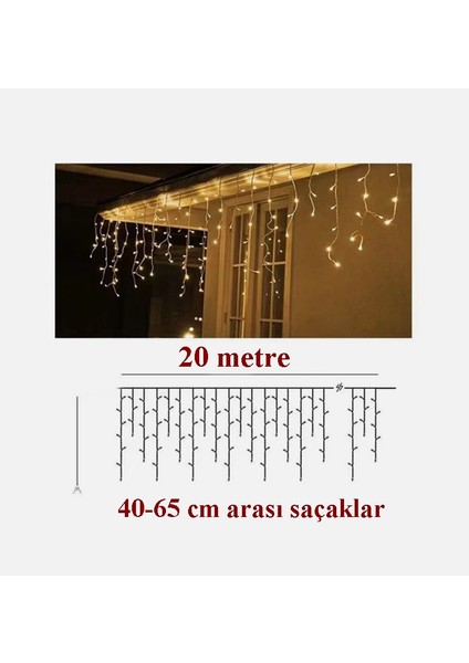20 Metre Perde LED Işık Birbirine Ek Yapılabilir Dekoratif Saçak LED Aydınlatma Iç-Dış Mekan 8 Animasyonlu