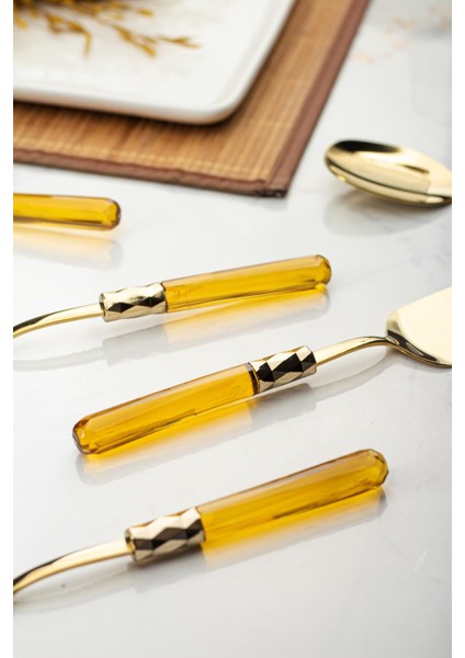 5 Parça Gold Servis Seti & Servis Sunum Seti Amber ( Kepçe / Kevgir / Sıpatula / Çatal / Kaşık ) fırsatları