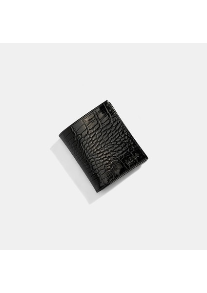 Kadın Siyah Baskılı Rugan Deri Cüzdan