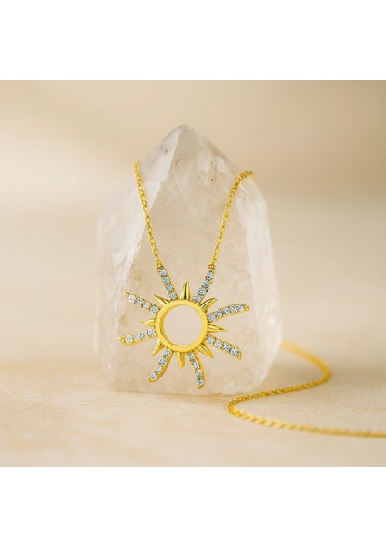 14 Ayar Altın Zarif Güneş Kolye modelleri