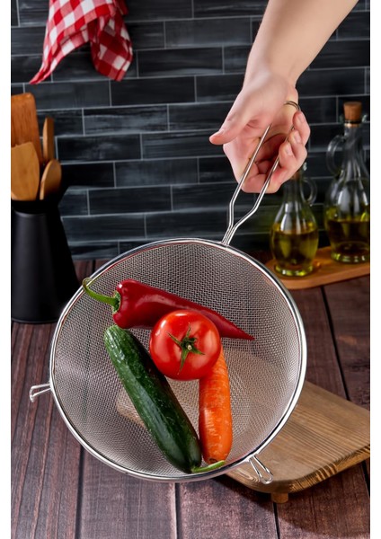 Tencereye Takılan 22 cm Lüks Orta Boy Çelik Tel Süzgeç & Kevgir fırsatları