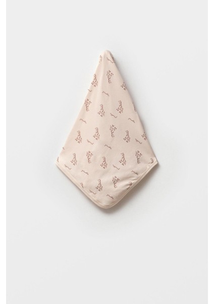 %100 Organik Pamuk Zürafa Baskı Çift Katlı Bebek Battaniyesi