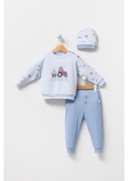 Çiftçi Baskılı Omuzdan Düğmeli 2li Takım