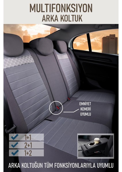 Seat Ateca Uyumlu Lüx Bel Destekli Yarı Deri Oto Koltuk Kılıfı Füme Renk Aldys indirimleri