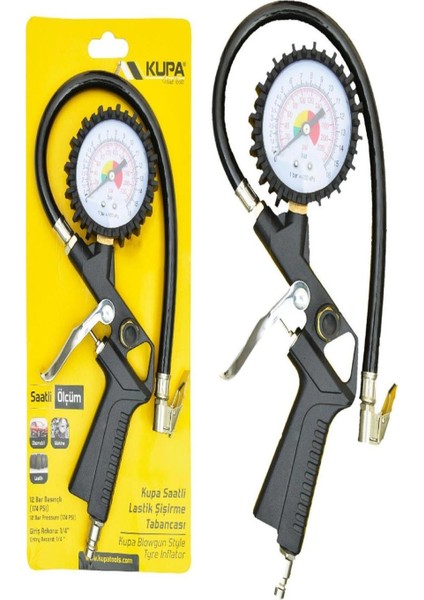 Kupa Lastik Şişirme Hortumlu Saatli Hava Tabancası 0-12 Bar - KUP8190