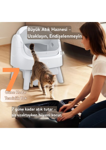 Autoscooper 11 Açık Üst Akıllı Otomatik Kedi Tuvaleti | Büyük Irklar İçin Uygun, Akıllı Sensör, Koku Hapsetme