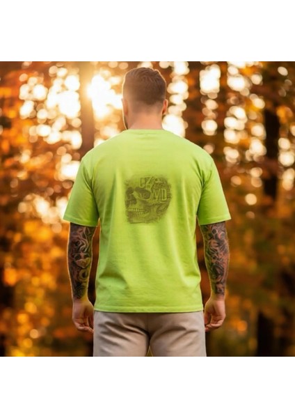 Skull Baskılı Neon Yeşil Oversize Tişört fiyatları
