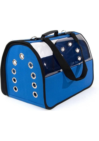 Kedi Köpek Şeffaf Taşıma Çantası Büyük Boy Mavi 30X30X49 cm