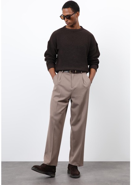 Kahve Örme Triko Erkek Kazak