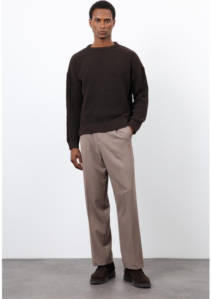 Kahve Örme Triko Erkek Kazak modelleri