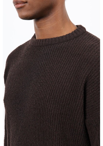 Kahve Örme Triko Erkek Kazak