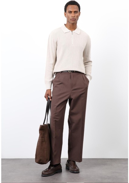 Taş Fermuarlı Erkek Triko Kazak