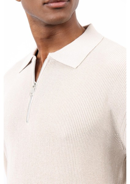 Taş Fermuarlı Erkek Triko Kazak