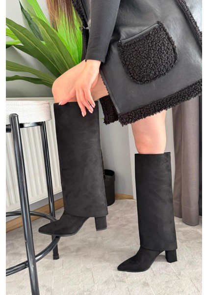 Kadın Kosvel Siyah Süet Tak Cıkar Detaylı Çizme fiyatları