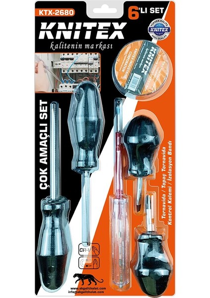 6pcs Tornavida - Çok Amaçlı Set Tornavida - Topaç Tornavida - Kontrol Kalem - Elektrik Bant