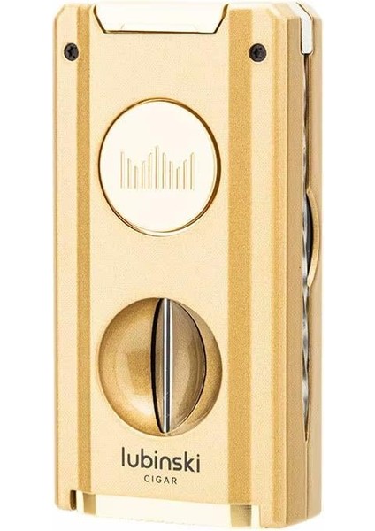 Yeni Seri Dahili V-Cutter Delicili ve Iğneli Çift Torch Puro Çakmağı Gold