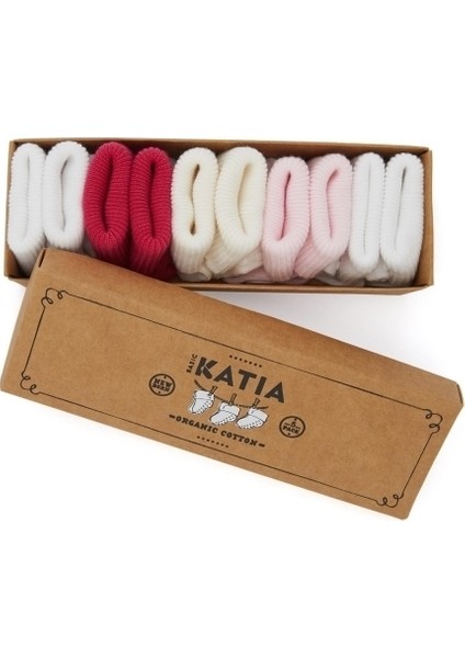 Yenideoğan 5'li Organik Bebek Soket Çorap Pembe-Beyaz indirimleri