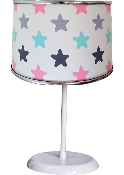 Pembe Yıldızlı 2.li Set M-816 Kumaş Kaplama Genç ve Çocuk Odası Avize ve Abajur Takımı modelleri