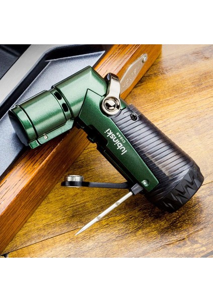 Tek Torch Iğneli ve Delicili Puro Çakmağı Yeşil modelleri