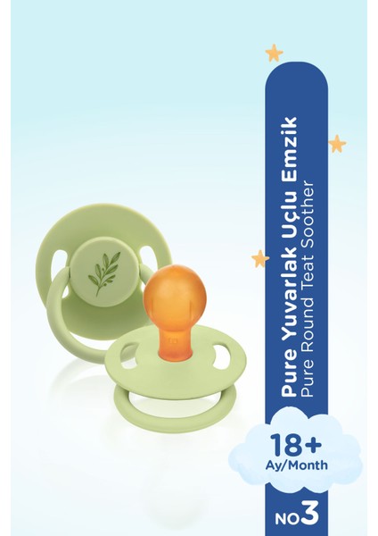 Pure Yuvarlak Uçlu Kauçuk Emzik No:3 18+ Ay Yeşil fiyatları