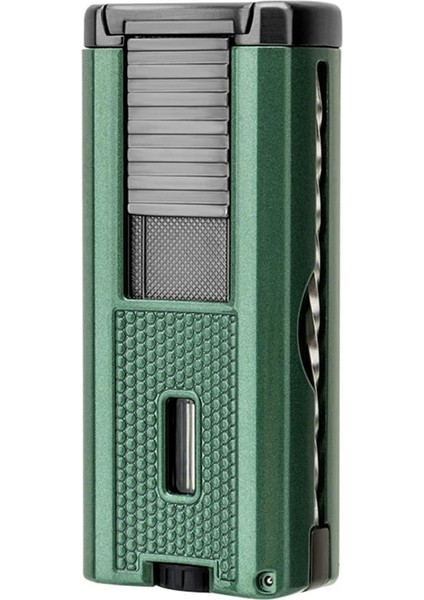 Yeni Seri Sehpalı Delicili ve Iğneli Üç Torch Puro Çakmağı Yeşil