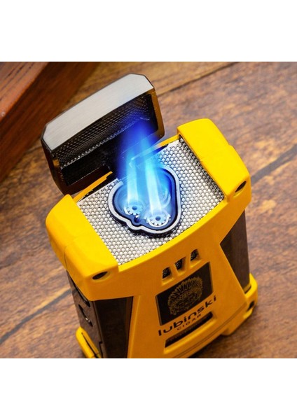 Yeni Seri Sehpalı Çift Delicili Üç Torch Puro Çakmağı Gold fiyatları