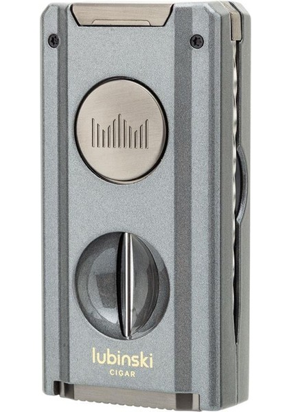 Yeni Seri Dahili V-Cutter Delicili ve Iğneli Çift Torch Puro Çakmağı Grey