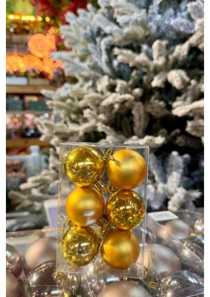 12'li Bakır Sarı Ağaç Süsü Topları, Yılbaşı Dekorasyonu Için Şık ve Parlak Süsler modelleri