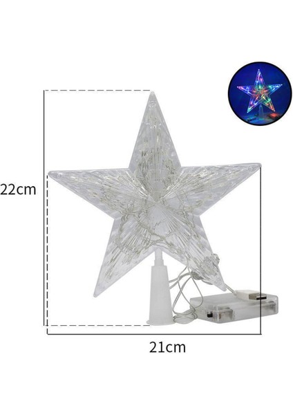 Renkli 21X22CM LED Işıklı Tepe Yıldızı, Ortamınıza Neşe Katın!