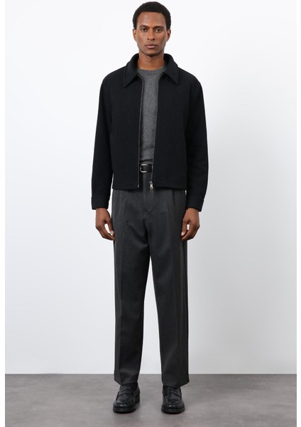 Siyah Yün Karışımlı Erkek Ceket modelleri