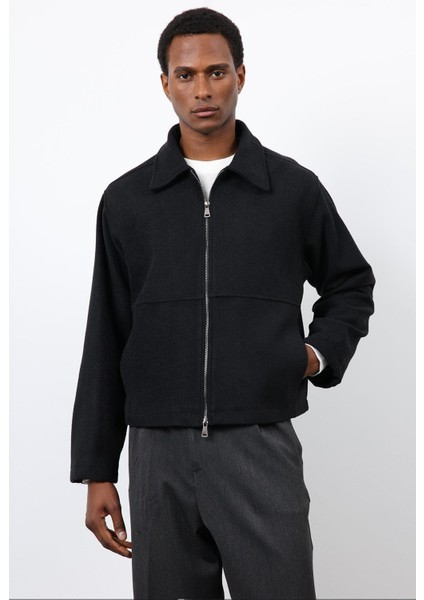 Siyah Regular Fit Dokulu Erkek Mont fırsatları