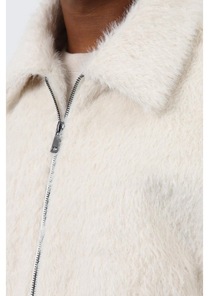 Ekru Yumuşak Dokulu Erkek Mont