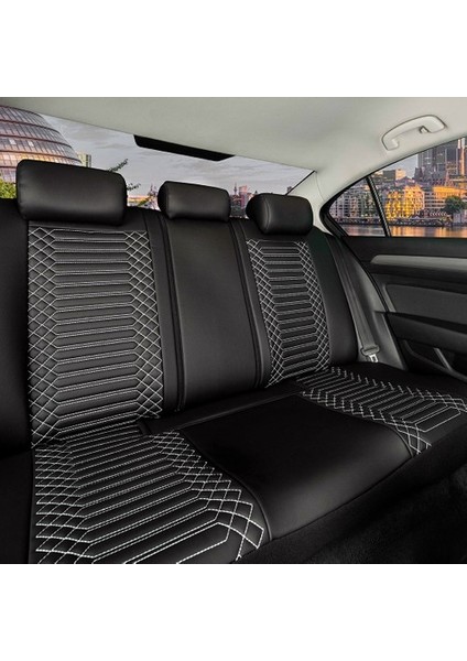 Aldysm Volkswagen Passat B5 Lüx Full Deri Oto Koltuk Kılıfı Ön Arka Takım (Giydirme Tip) Siyah Beyaz indirimleri