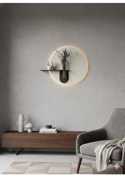 Orkide Ahşap Pilli Ledli Iskandinav Tarzı Salon Duvar Rafı Modern Çiçeklik 50 cm fiyatları