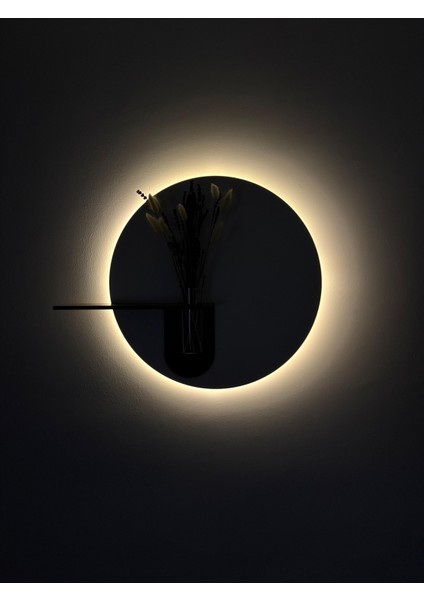 Orkide Ahşap Pilli Ledli Iskandinav Tarzı Salon Duvar Rafı Modern Çiçeklik 50 cm fırsatları