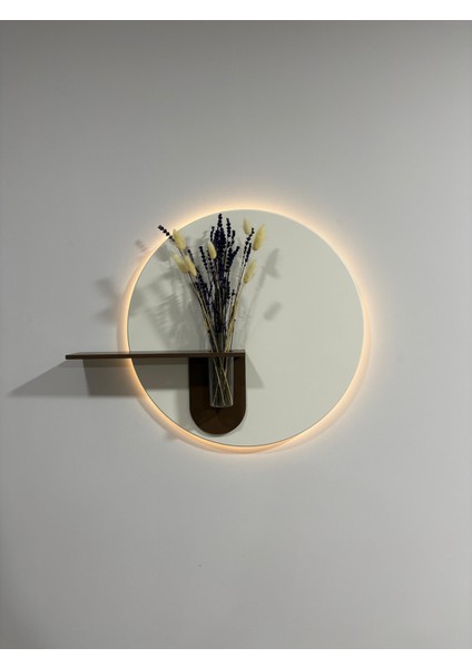 Orkide Ahşap Pilli Ledli Iskandinav Tarzı Salon Duvar Rafı Modern Çiçeklik 50 cm indirimleri