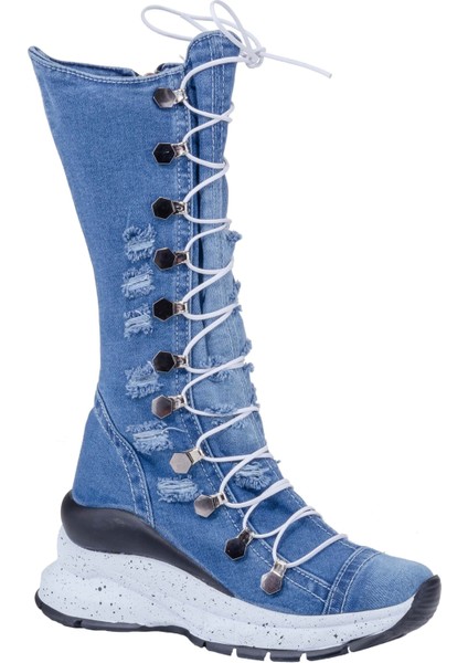 /kot Bot, Kadın Kot Ayakkabılar, Modern Botlar, Platform Kot Botlar / Mavi Renk Kot Çizme /doğum Günü Hediyesi